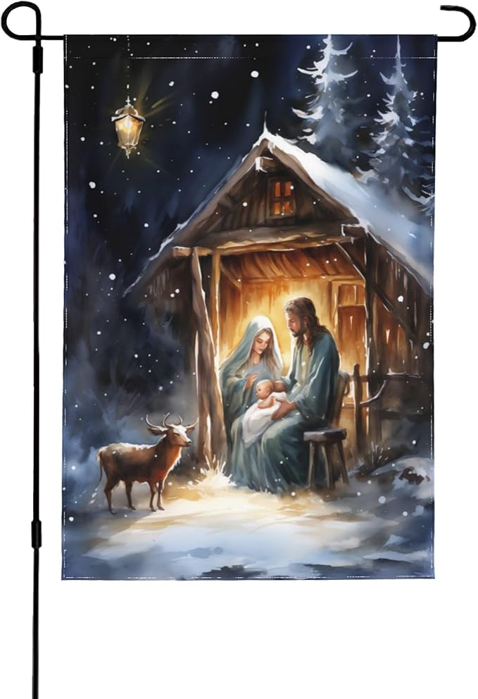 Jesus Garden Flag 12x18 In Double Sided Yard Flags Lawn Sign Decor No Flagstand