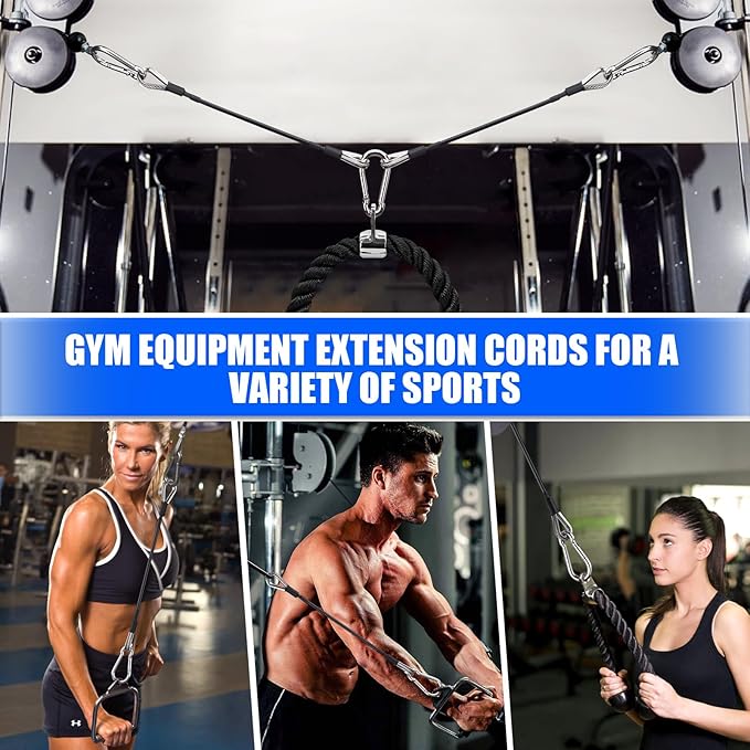 TOBWOLF Gym Cable Extension, Fitness Extension Rope Attachment Compatible with Home Gym Accessories Thick 0.2", Replacement Gym Cable Machine Extension for LAT/Tricep Pull Down, Leg Extensions Machine