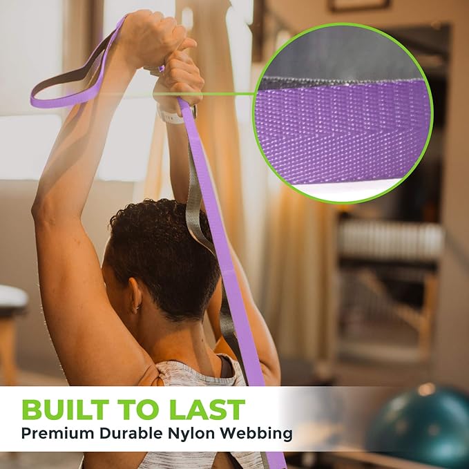 Gradient Fitness Stretching Strap for Physical Therapy, 12 Multi-Loop Stretch Strap 1" W x 8' L, Neoprene Handles, Physical Therapy Equipment, Yoga Straps for Stretching, Leg Stretcher.