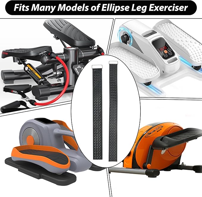 Ellipse Leg Exerciser Machine Pedal Straps 4-Pack - Leg Strap for Under Desk Elliptical Machine, Non-Slip Durable Pedal Straps for Seniors Home Fitness & Physical Therapy