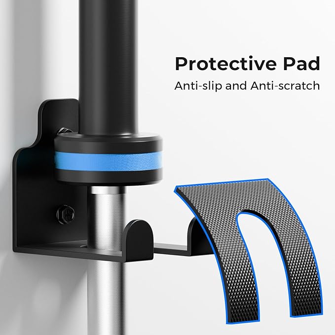Barbell Wall Holder,Olympic Hanger,Garage Gym Bar Wall Rack,Vertical Barbell Mount Rack,Space Saving Commercial or Home Gym Accessory,Holds Under 33mm Bar Size(Black)