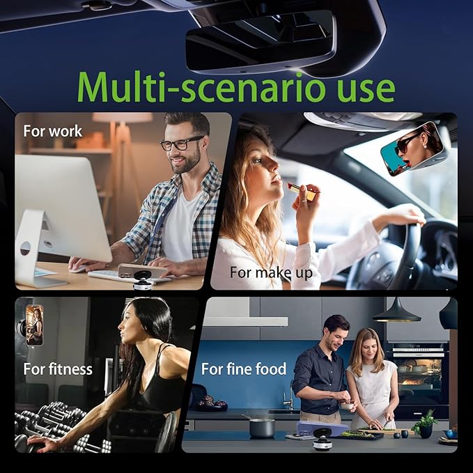 for Suction Phone Mount, 360° Adjustable Vacuum Magnetic Phone Holder,Only on Car/Gym/Mirror/Smooth Surface/Vlogging Travel,Phone Holders for Your Car Compatible with All Smartphones (Silver)