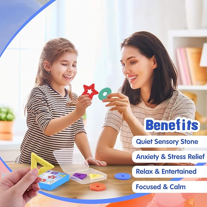 Sensory Fidget Toys Worry Stones for Kids Teens Adults Calming, Quiet Fidgets Toy for Anxiety and Stress for Classroom Student Prizes (6 Pack)