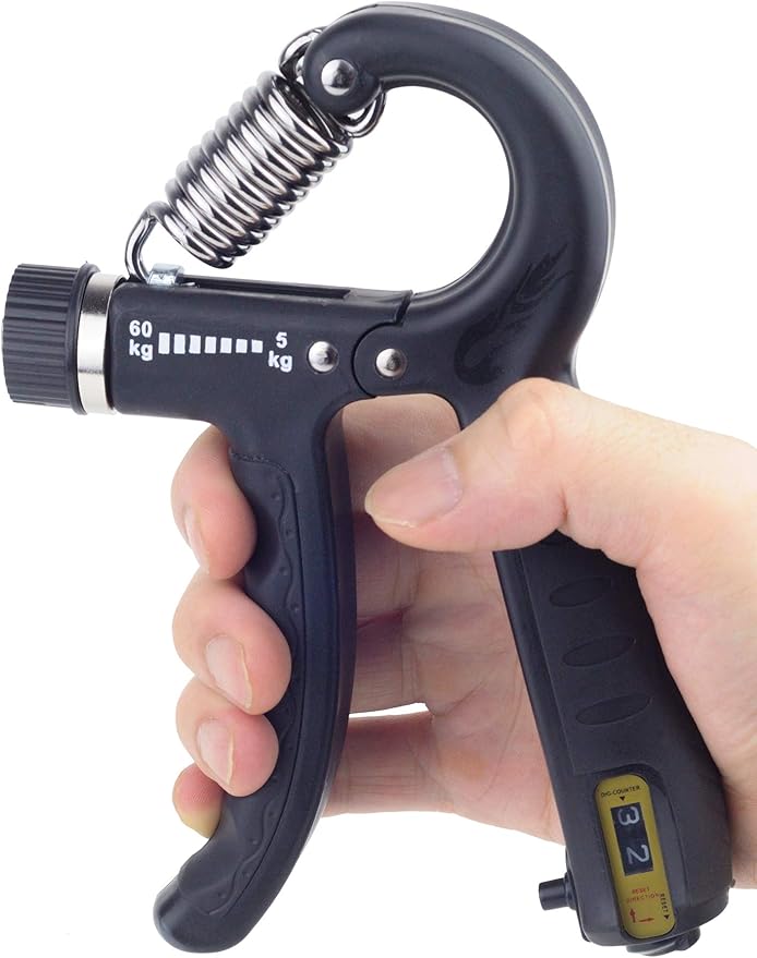 KAILIMENG Gripper - Hand Grip Strengthener with Counter, Adjustable Resistance from 11-132 LB (5-60 KG), Strength Training for Fingers, Metal Black
