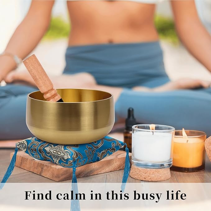 Large Tibetan Singing Bowl Set - 6" Handcrafted Meditation Sound Bowl for Yoga, Mindfulness, Chakra Healing & Stress Relief | Complete Kit with Cushion & Mallet | Spiritual Gifts for Beginners 6 Inch