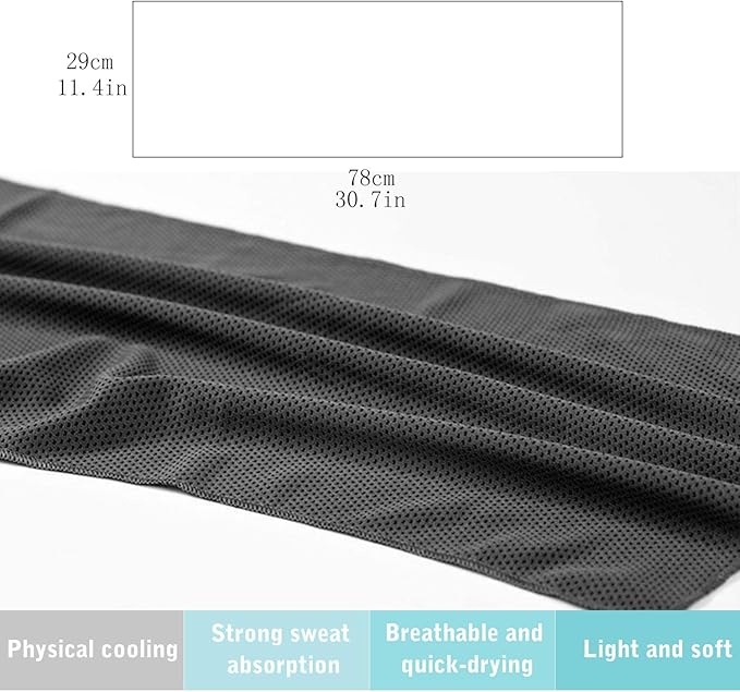 INNOLIFE 6 Pack Cooling Towels Breathable Ice Towel for Sports, Gym, Fitness, Running, Hiking, Yoga - Black