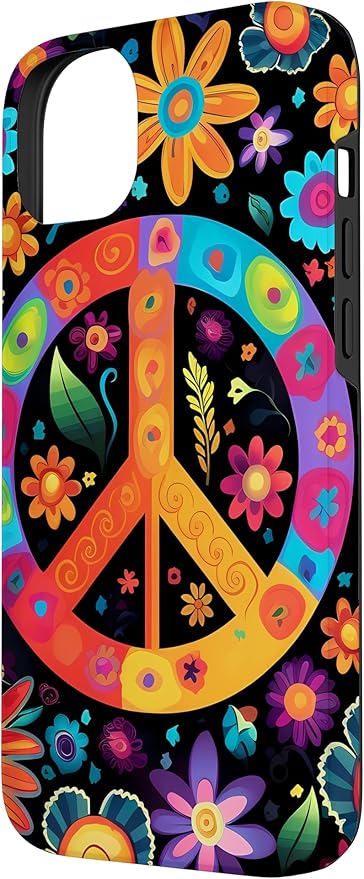 iPhone 14 Plus Peace Sign Hippie Floral Case