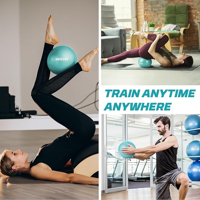 Pilates Ball, 9 Inch Small Exercise Mini Soft Workout Yoga Ball with Exercise Guide, for Home Gym Yoga, Pilates, Core Training, Workout, Balance, Stability