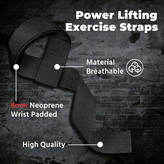 WSAKOUE Lifting Straps, Weightlifting Straps, Deadlift Straps with Padded Neoprene for Power Lifting, Bodybuilding, Gym Workout, Strength Training & Fitness Workout, Resistance