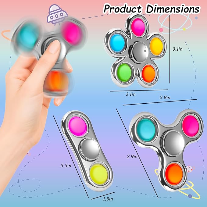 FIGROL Fidget Spinner 3 Pack Pop,Adult Fidget Toys for Adult Anxiety Relief, Spinners for Teen Boys Kid Birthday Gifts Prize(Silver)