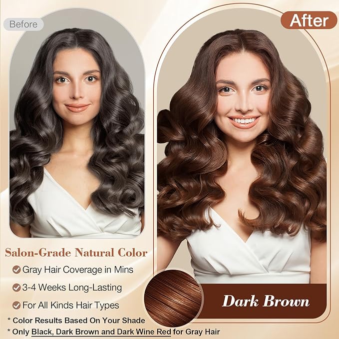 Dark Brown Hair Dye Shampoo 3 in 1 for Gray Coverage, Instant Hair Color Shampoo With Herbal Ingredients-Gentle & Long-lasting, Seimi Permanent Dye Color Gift for Men Women 500ML