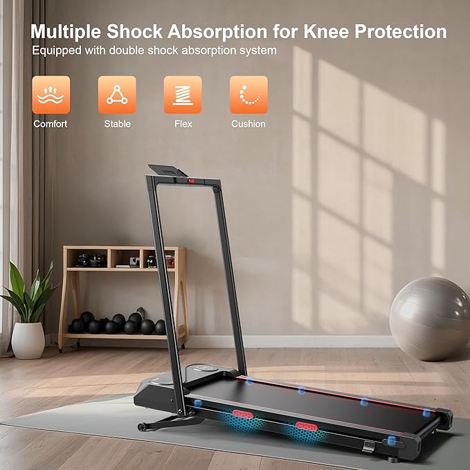 Jogwell Walking Pad with 12% Auto Incline, Under Desk Treadmill for Home Office, Upright Space-Saving Design Walking Pad with Handle Bar, Double Steel Frame, 330 LBS Capacity, Remote Control