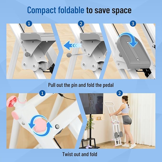 Stair Stepper for Home Gym,Folding Vertical Climber Cardio Exercise Machine,Stair Climber for Full Body Workout with Adjustable Handlebar for Women & Men