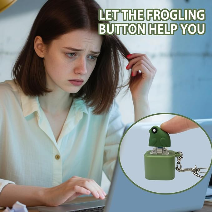 Frog Croaking Fidget Toy, Fun Stress Relief Toy with Led Lights, Cute Frog Croaking Keychain, Adults Keyboard Clicker, Ideal for ADHD and Autism (Frog Croaking)