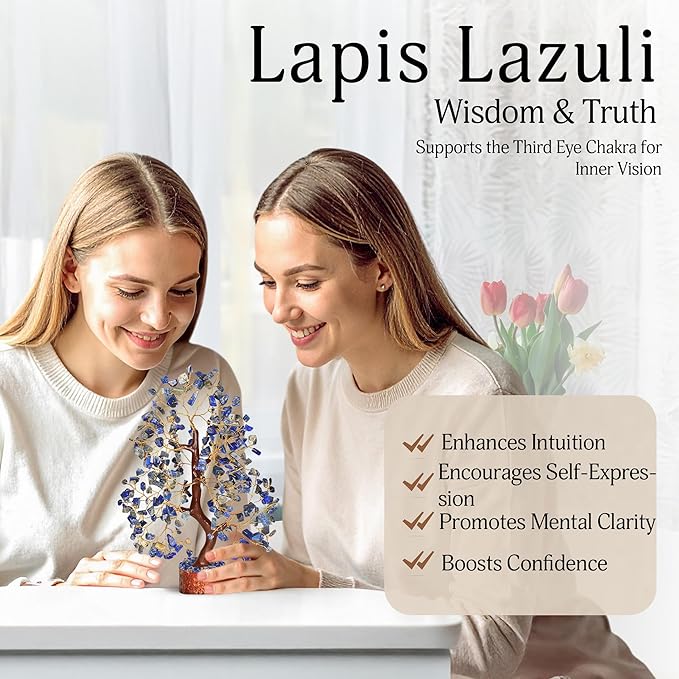 Lapis Lazuli - Chakra Tree, Lapis Lazuli Tree, Lapis Gem, Artificial Trees, Tree of Life, Stone Tree, Gem Stone Decor, Crystal Tree for Positive Energy, Holistic Gifts for Women