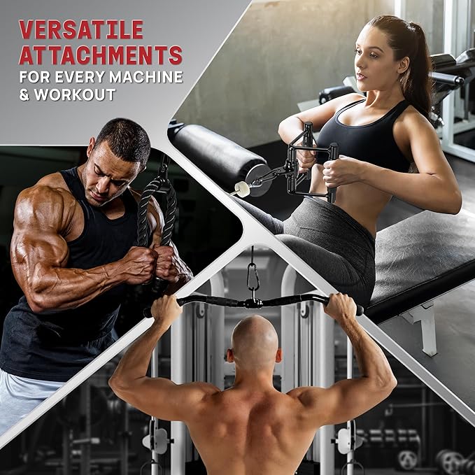 Yes4All Tricep Press Down Cable Machine Attachment Set, LAT Pulldown Attachment, Cable Machine Accessories for Home Gym