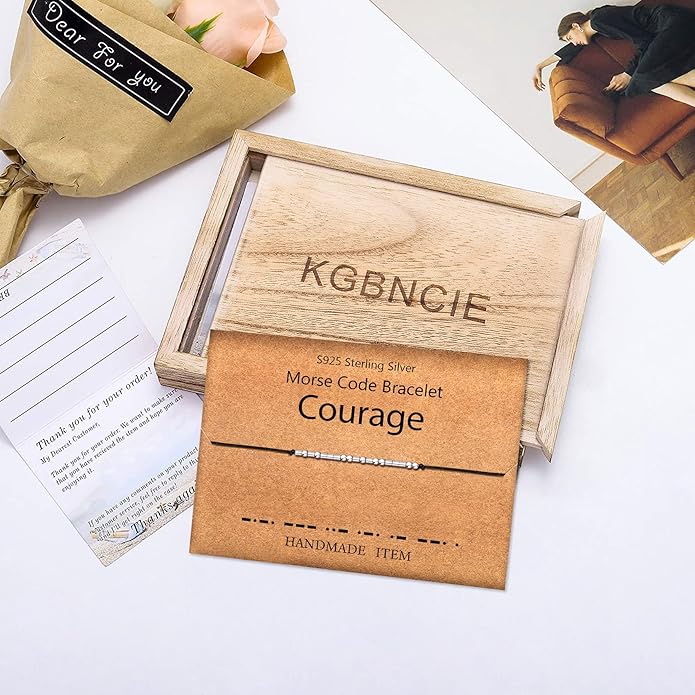 KGBNCIE Morse Code Bracelet for Women Sterling Silver Beads on Silk Cord Secret Message Fuck Friendship Inspirational Encouragement Bracelet Gift for Her