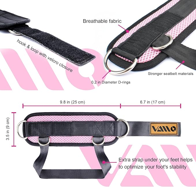 VAIIO Ankle Straps for Cable Machines,Adjustable Comfort fit Neoprene, Reinforce Double D-Ring - Premium Ankle Cuffs to Improve Abdominal Muscles, Lift The Butts, Tone The Legs for Men & Women