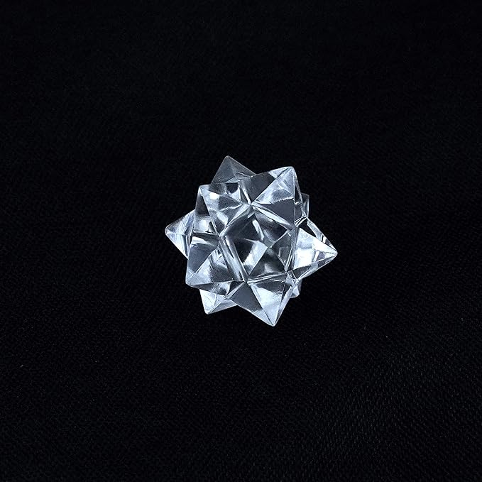 Jet 1 Pcs Clear Quartz Crystal 12-Point Merkabah Star for Healing - Panic Balancing Meditation Tool Use (0.75-1 inch, 8-10 Grams)
