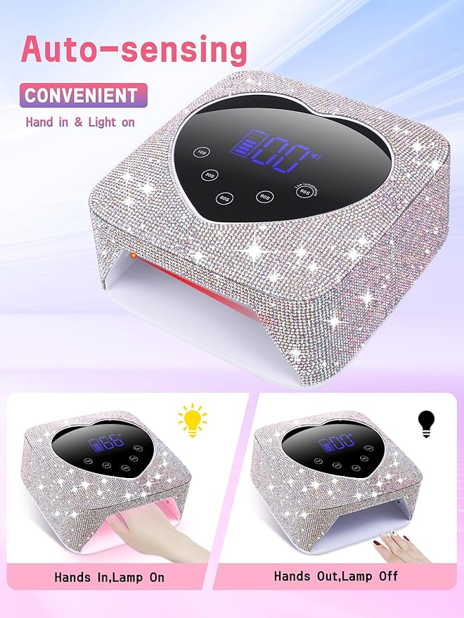 Cordless Gel Nail Lamp, Rechargeable UV LED Nail Dryer for Gel Polish with LCD Display, Auto Sensor and 5 Timer Settings Professional Gel Curing Light for All Gel Nail Polish, Manicure Tools