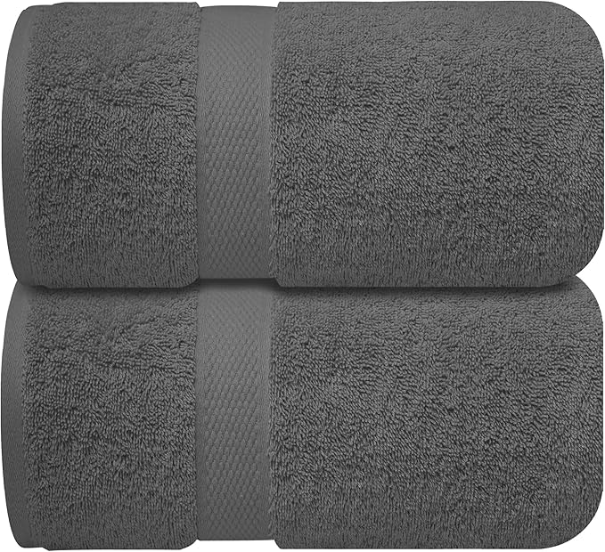 Infinitee Xclusives– Luxury Bath Sheets Towels – 2 Pack 600 GSM (35X70 Inches)– 100% Ring Spun Cotton Large Bath Towels for Bathroom (Shadow Grey, Bath Sheet Pack of 2)