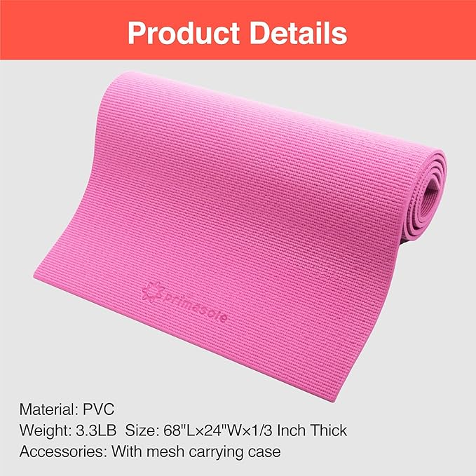 Yoga Mat with Carry Strap for Yoga Pilates Fitness and Floor Workout at Home and Gym Non-slip 9 colors