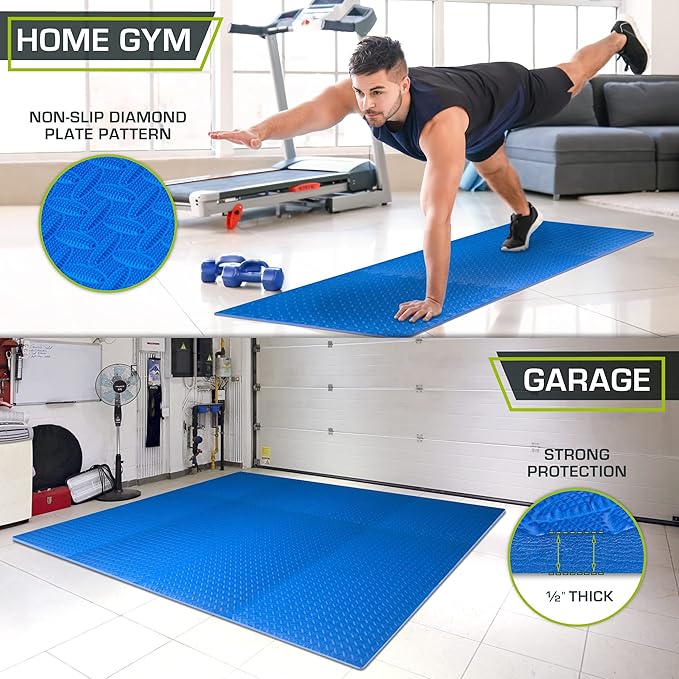 ProsourceFit Puzzle Exercise Mat ½ in, EVA Interlocking Foam Floor Tiles for Home Gym, Mat for Home Workout Equipment, Floor Padding for Kids