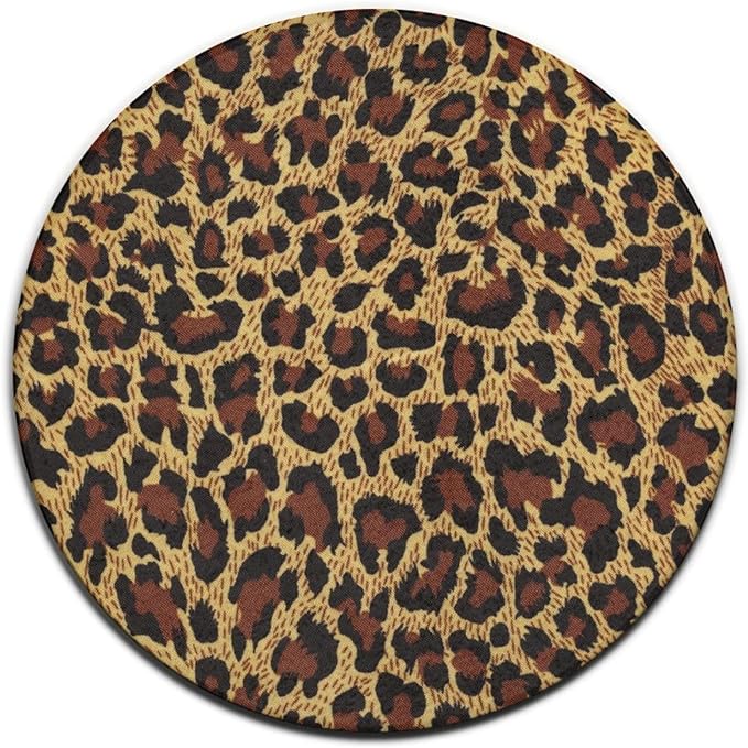 Large Home Decor Mat, Soft Round Yoga Carpet, Non-Slip Machine Washable Kitchen Office Circle Rug Compatible with Leopard Cheetah Print