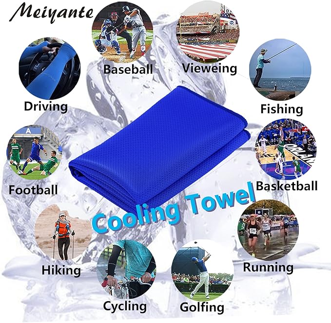 Cooling Towel for Neck and Face - 43.3" x 15.7" - Quick-Dry Microfiber - Ideal for Hot Weather, Gym, Fitness, Camping, Yoga Sport, Golf - Navy Blue