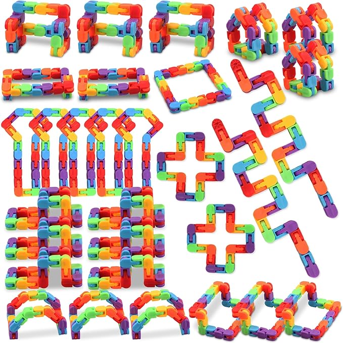 30PCS Rainbow Fidget Toy Wacky Tracks Snap and Click Sensory Toys,Finger Sensory Toys, -Party Favors,Goodie Bag,Classroom Prizes Reward,School Fidgets for Students Gifts Stocking Stuffers