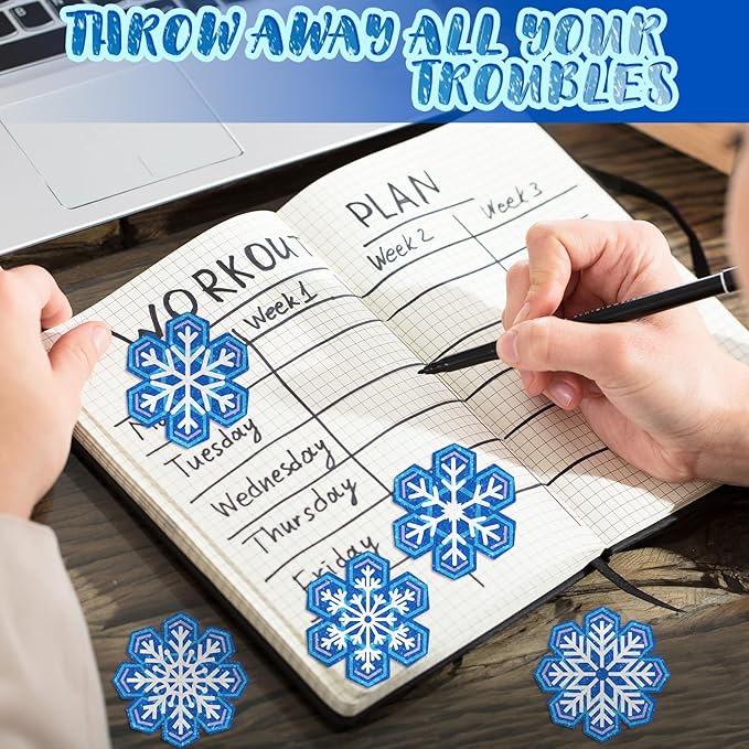Crtiin 50 Pieces Anxiety Sensory Stickers for Anxiety Relief Items Mental Health Stickers Fidget Textured Strips for Office Classroom Desk Relieve Adult Stress(Snowflake)