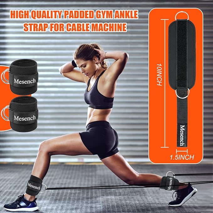 Ankle Straps for Cable Machine Attachments - Gym Ankle Cuff for Kickbacks, Booty Workouts - Ideal for Leg Extensions, Glute Exercises, and Full-Body Workouts - Suitable for Men & Women