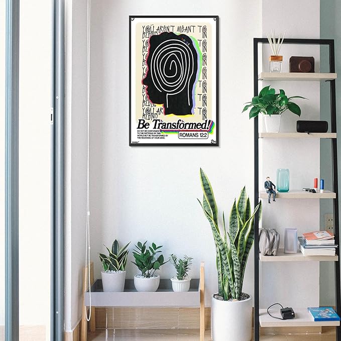 JMGHKL Christian Wabstract Wall Art Be Transformed Bible Verse Romans Canvas Posters Inspirational Daily Reminder Painting Church Religious Scripture Motivational Prints For Home Decor 8x12in Wrapped Canvas