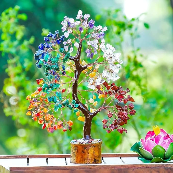 YATSKIA Seven Chakra Crystal Tree, Gemstone Tree of Life, Birthday Gifts for Women, Home Office Decor, Feng Shui Decor, Crystal Gifts