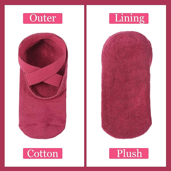 Geyoga 6 Pairs Pilates Socks for Women Barre Yoga Ballet Non-slip Athletic Socks with Grip Straps for Barefoot Workout