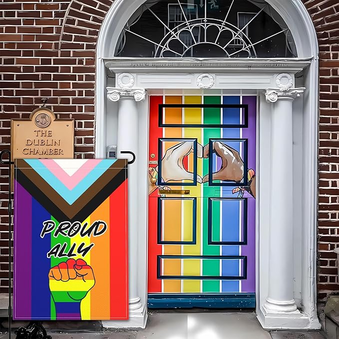 Pride Proud Ally Garden Flag 12x18 Inch LGBT Rainbow Garden Flag 3ply Polyester Double Sided for Outdoor House Yard Outside Garden Decor