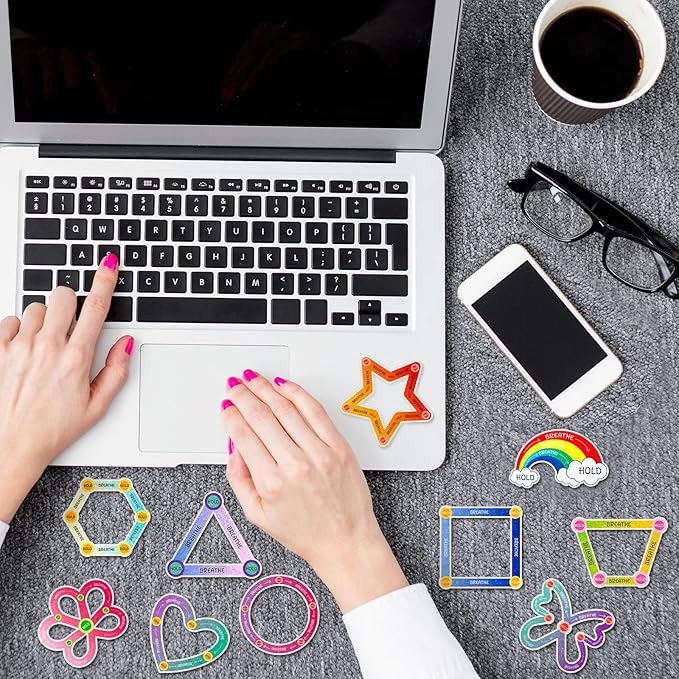 Crtiin 50 Pieces Anxiety Sensory Stickers for Anxiety Relief Items Mental Health Stickers Fidget Textured Strips for Office Classroom Desk Relieve Adult Stress(Cute Style)