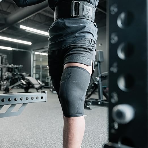 Knee Sleeves (1 Pair) With Gym Bag - IPF Approved - Knee Compression Sleeve Support for Squats, Weightlifting, and Powerlifting - Gymreapers 7MM Neoprene Sleeves - 1 Year Warranty (Black/Black, X-Large)
