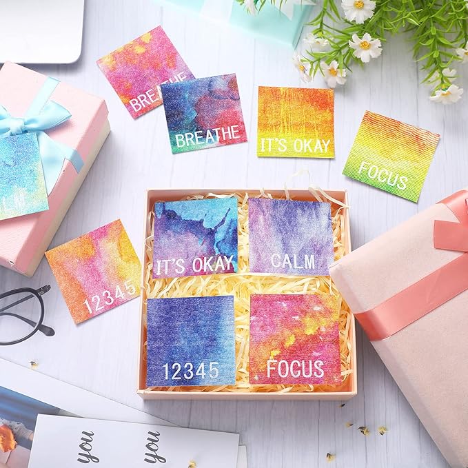 Crtiin 50 Pieces Anxiety Sensory Stickers for Anxiety Relief Items Mental Health Stickers Fidget Textured Strips for Office Classroom Desk Relieve Adult Stress(Delicate Style)