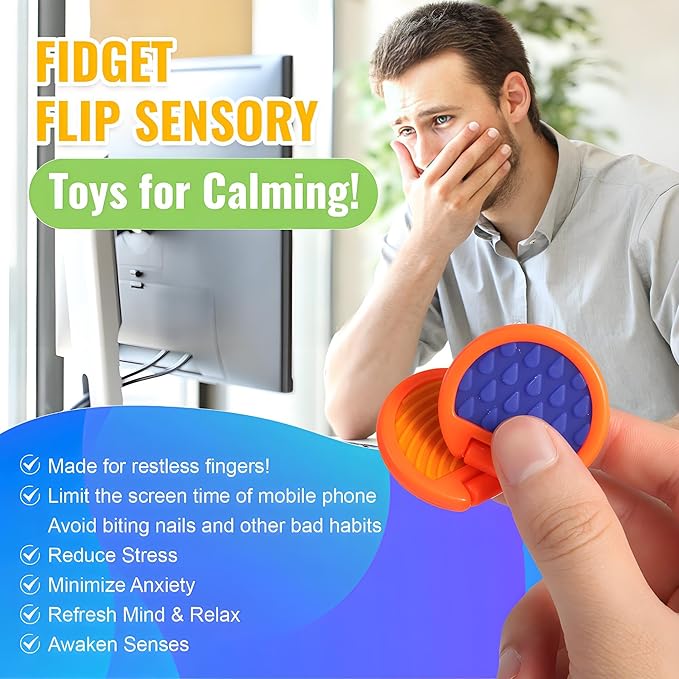 Fidget Toys Adults, Sensory Toys for Kids with Autism, Anxiety Relief Items for ADHD Stress Relief, Fun Fidgets for Teens Textured & Flip Slider - Treasure Box Toys for Classroom (3pcs)