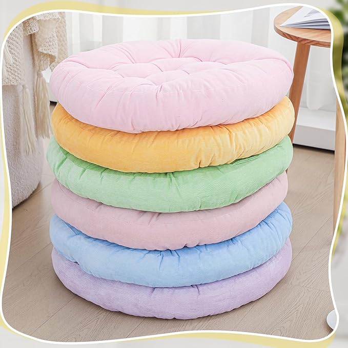 Jerify Round Floor Pillows Cushions 22 x 22 Inch Large Flexible Seating Cushion Classroom Furniture Floor Pillow for Home Daycare Preschool Yoga Meditation Gift (Pastel,6 Pcs)