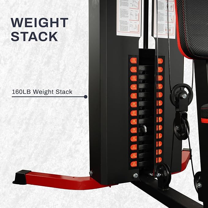 Fitvids Home Gym, Workout Equipment with Leg Press, Exercise Equipment for Home with Pulley System, Home Gym Equipment for Full