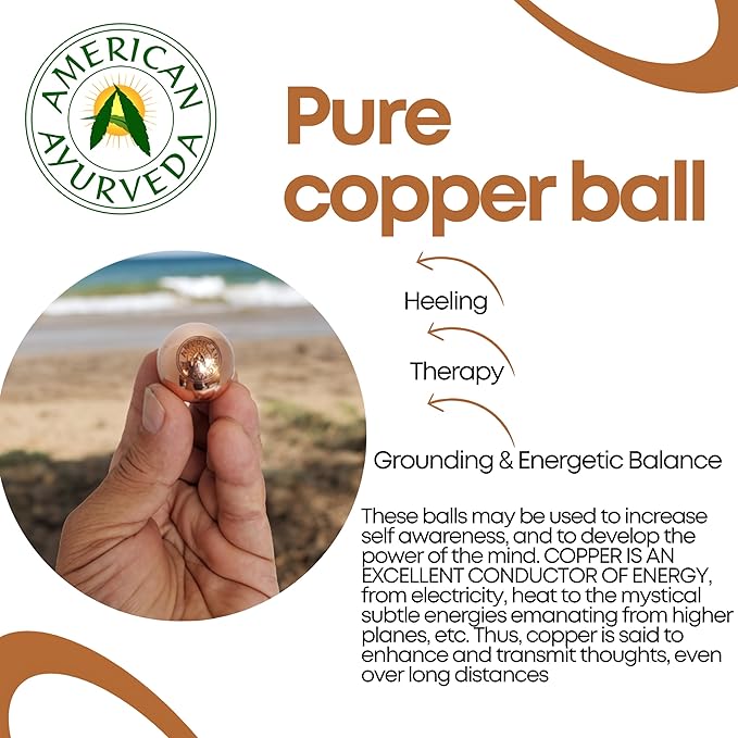 Pure Copper Ball, Bring Integrity and Clear Thinking with Natural Energy Meditation Dia Orb Sphare, Get Mental Agility Grounding Movement Therapy with Copper Orb - 2 Inch 1 Ball
