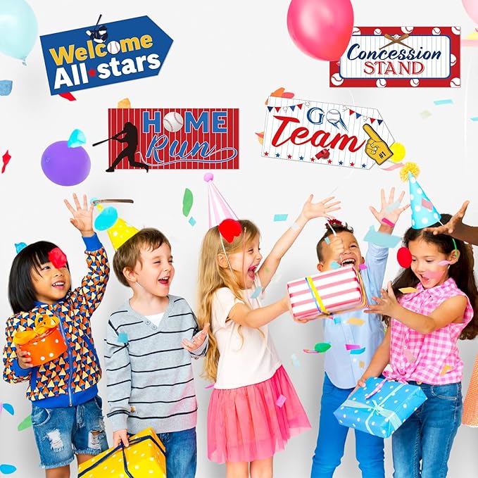 Epakh 20 Pieces Baseball Party Decorations Welcome Sign Decorations Sign for Birthday Baby Shower Party Supplies