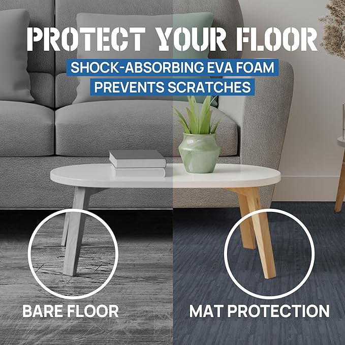 Yes4All 48SQ.FT Wood Grain Puzzle Exercise Mat Protective Flooring, EVA Interlocking Foam Floor Tiles with Border for Home