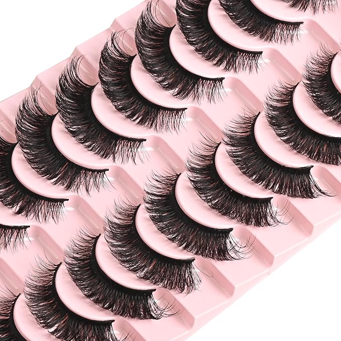 FARRED Cat Eye Lashes Mink Eyelashes Strips Natural Fluffy Strip Eyelash Extension Looking Wispy Full Volume Lash CC Curl Dramatic Short 8mm-15mm Pestañas Postizas for Women