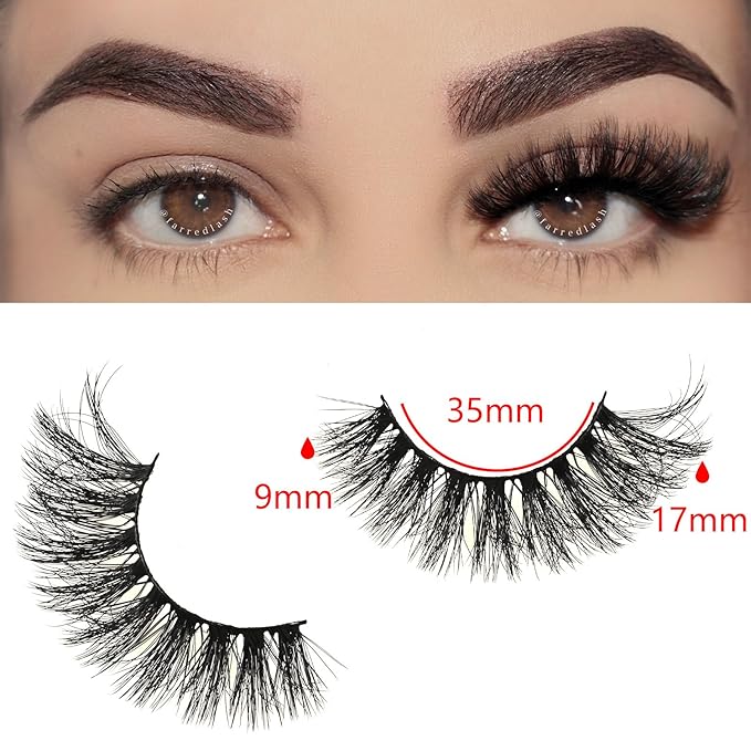 FARRED Cat Eye Lashes Fluffy False Eyelashes 10 Pairs Fake Eyelashes Natural Look Short Natural Lashes Cateye Lash Wispy Volume Eyelash Faux Mink Strip Lashes Pack for Daily Makeup (C8 | 9-17MM)
