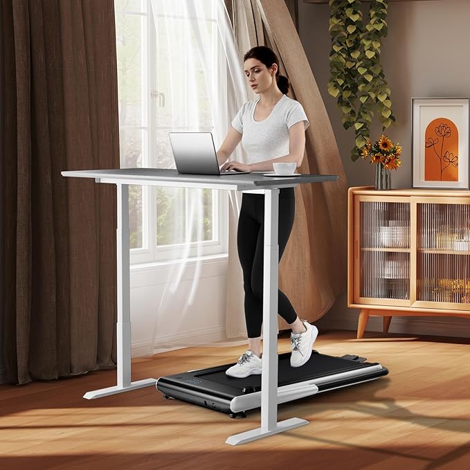 GYMAX Walking Pad Treadmill, 3HP Under Desk Treadmills with 340LBS Capacity, LED Display, Remote & APP Control, 3 in 1 Portable Compact Running Jogging Machine for Home Office Gym Exercise