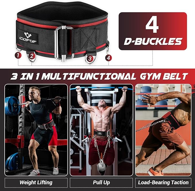 3-in-1 Weighted Pull Up Belt for Men, Weight Lifting Dip Belt with 40.6 IN Chain & Self Locking, Weighted Gym Belt for Pull Up, Squat, Powerlifting & Deadlift, Capacity Up to 350 LBS