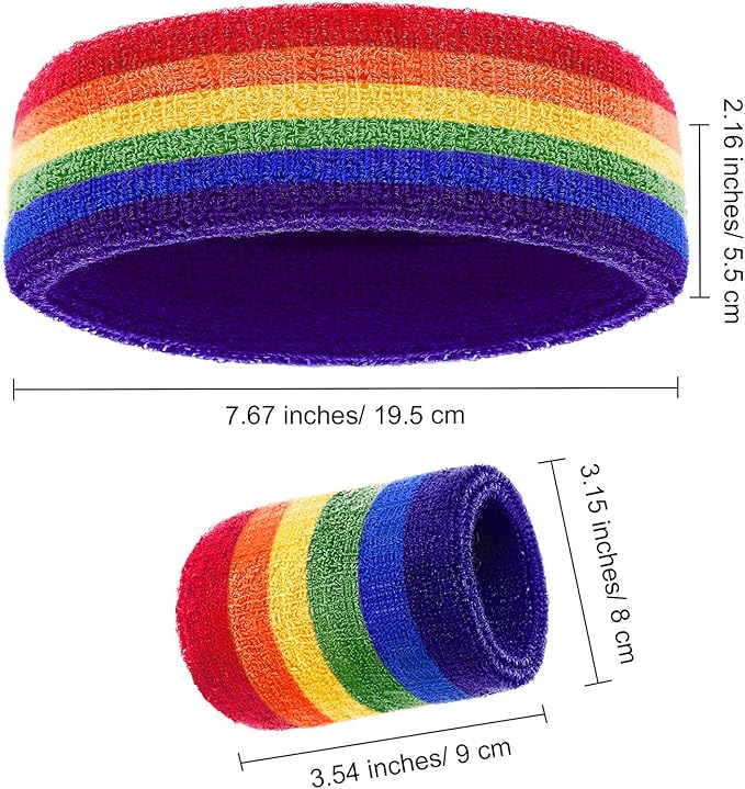 WILLBOND 3 Pcs Sweatbands Set 80s 90s Neon Sports Headband Tennis Striped Sweat Band Sports Competitions Games for Men Women Party Supplies